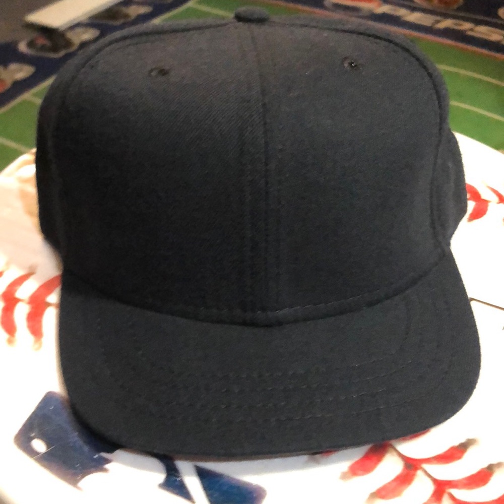 MLB Umpire Short Bill Navy Blue Fitted Baseball Hat Cap